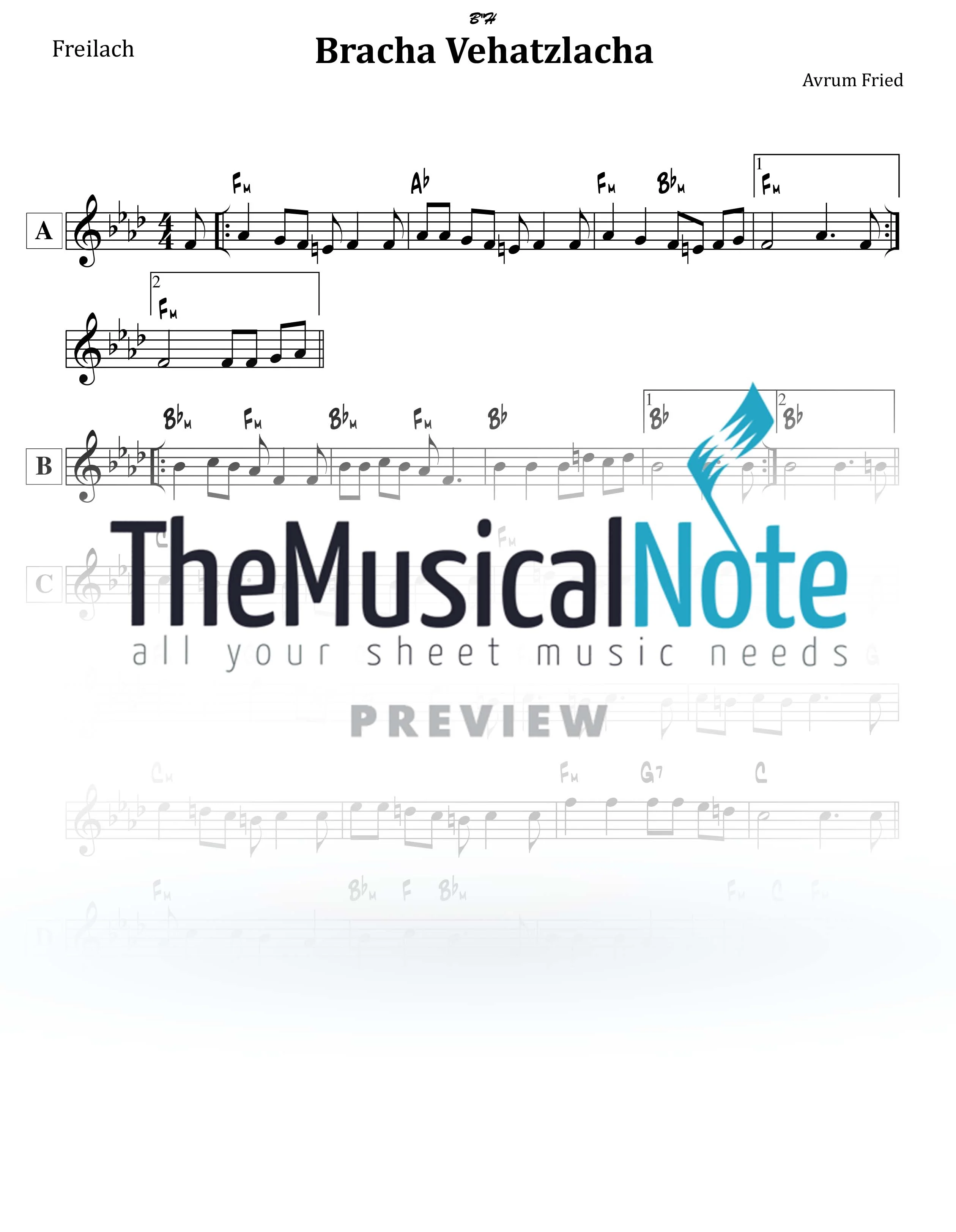 Avraham Fried - Bracha Vehatzlacha (Lead Sheet)